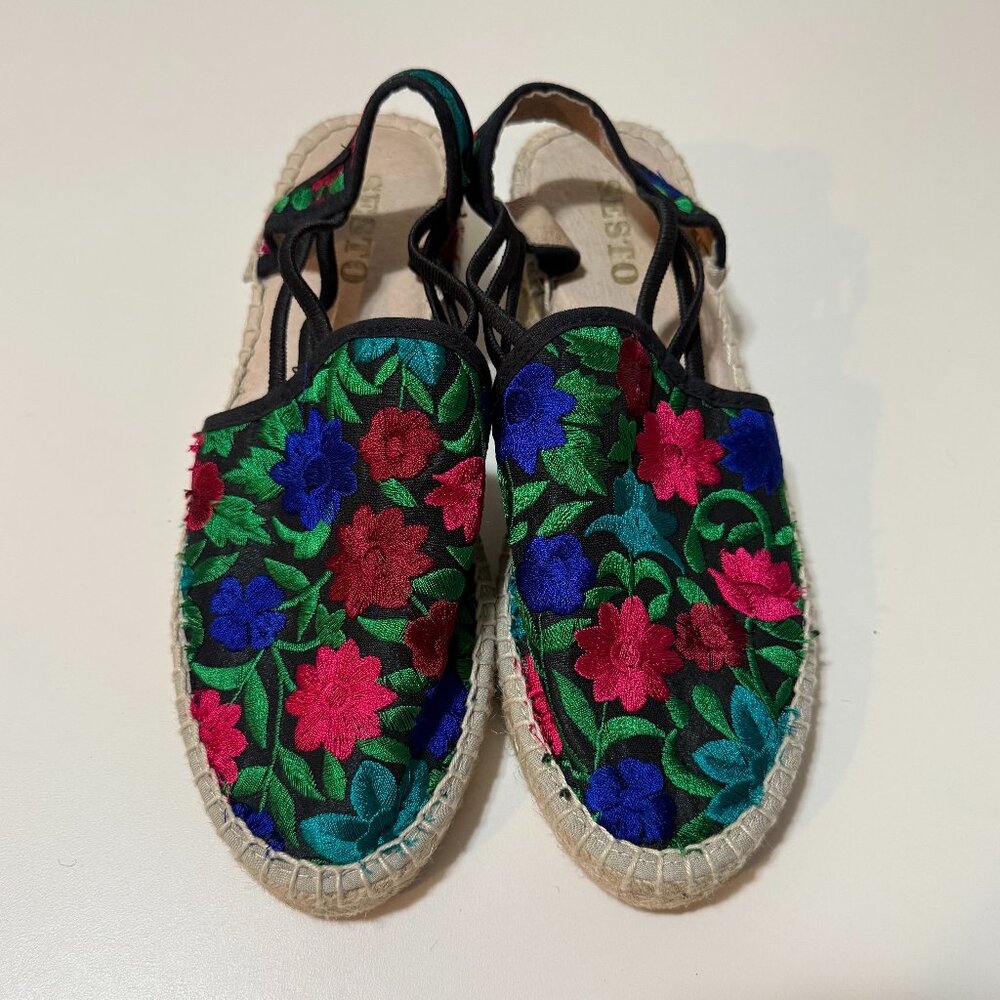 Sesto Meucci Womens Juan Slingback Canvas Wedge Espadrille 7 M Floral - Picture 3 of 8